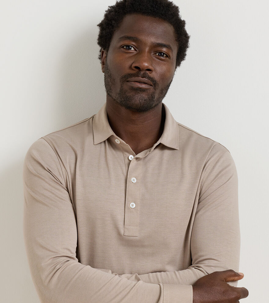 Ashby Silk Cotton Long-Sleeve Polo image number 5