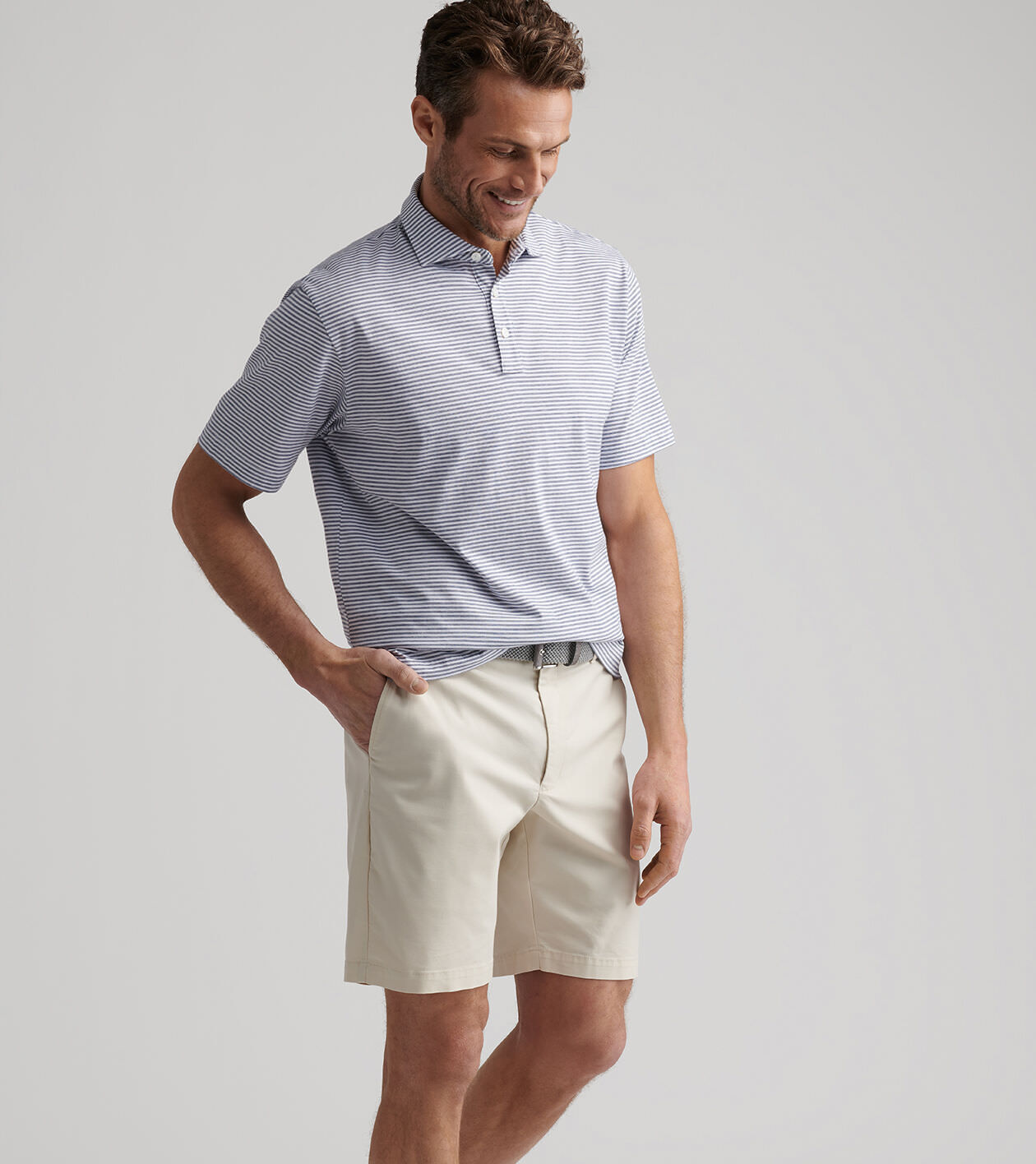 Collins Stripe Crown Comfort Cotton Polo | Men's Polos