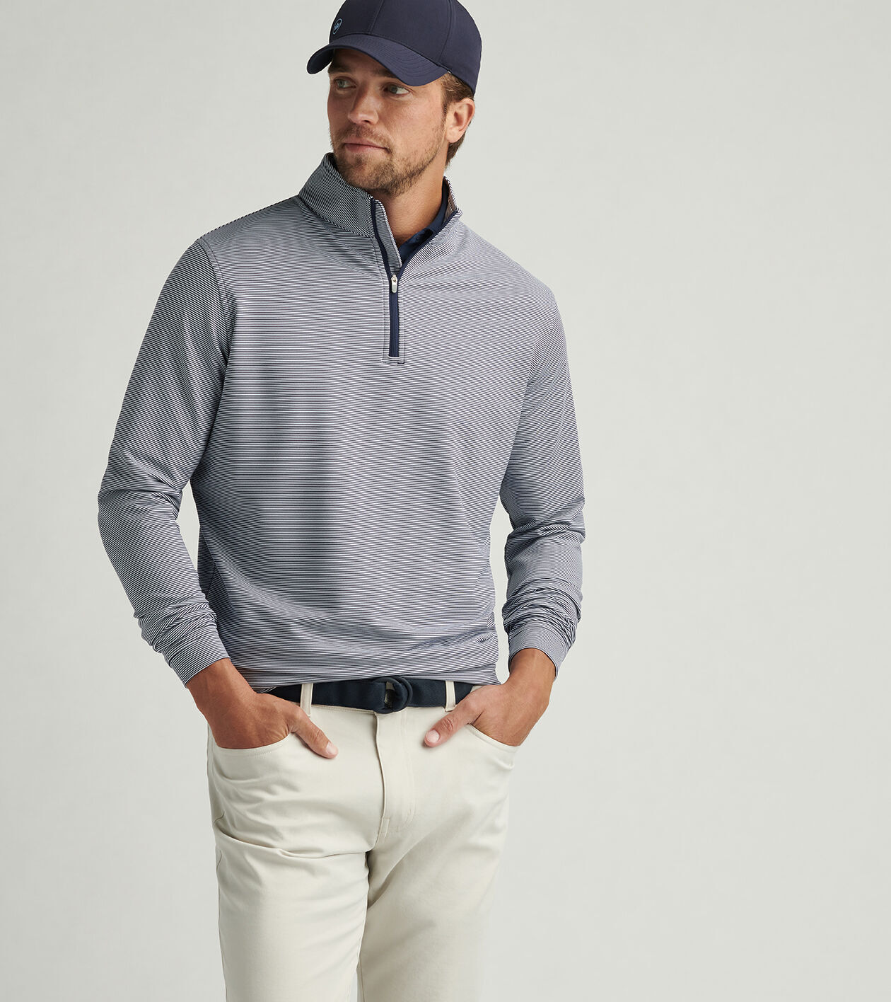 Perth Sugar Stripe Performance Quarter-Zip | Men's Pullovers Perth Sugar Stripe Performance Quarter-Zip | Men's Pullovers