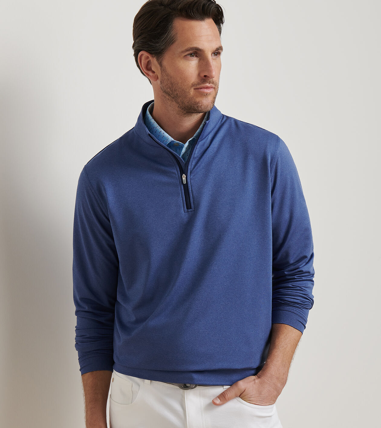 Perth Mélange Performance Quarter-Zip | Men's Pullovers | Peter Millar