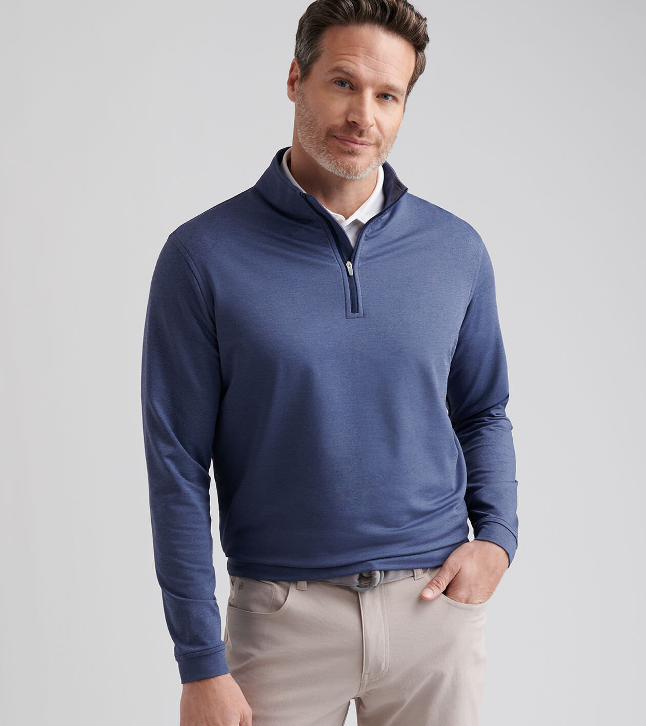 オーセンティック PETER MILLAR ゴルフ ジャケット グレー Peter Millar LPGA Men's Forge Quarter Zip in Gale Grey