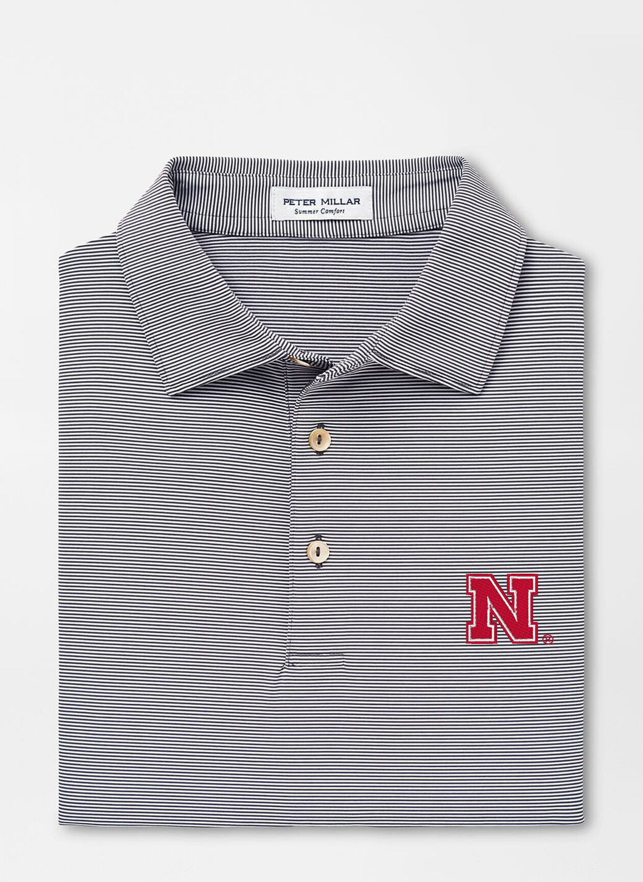 Nebraska Jubilee Stripe Performance Polo Peter Millar