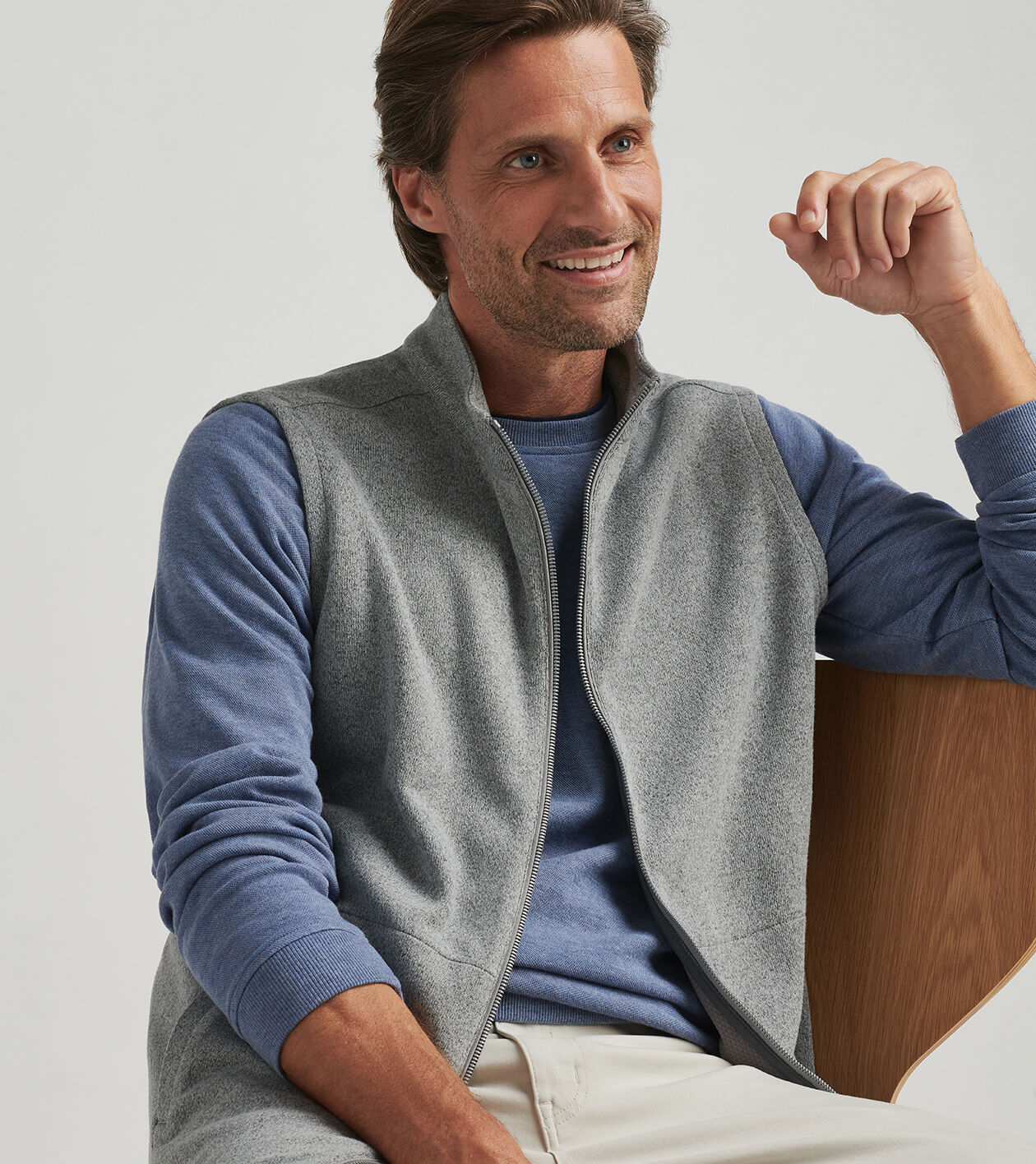High Neck Vest with Button Closures - Grey | COOSH