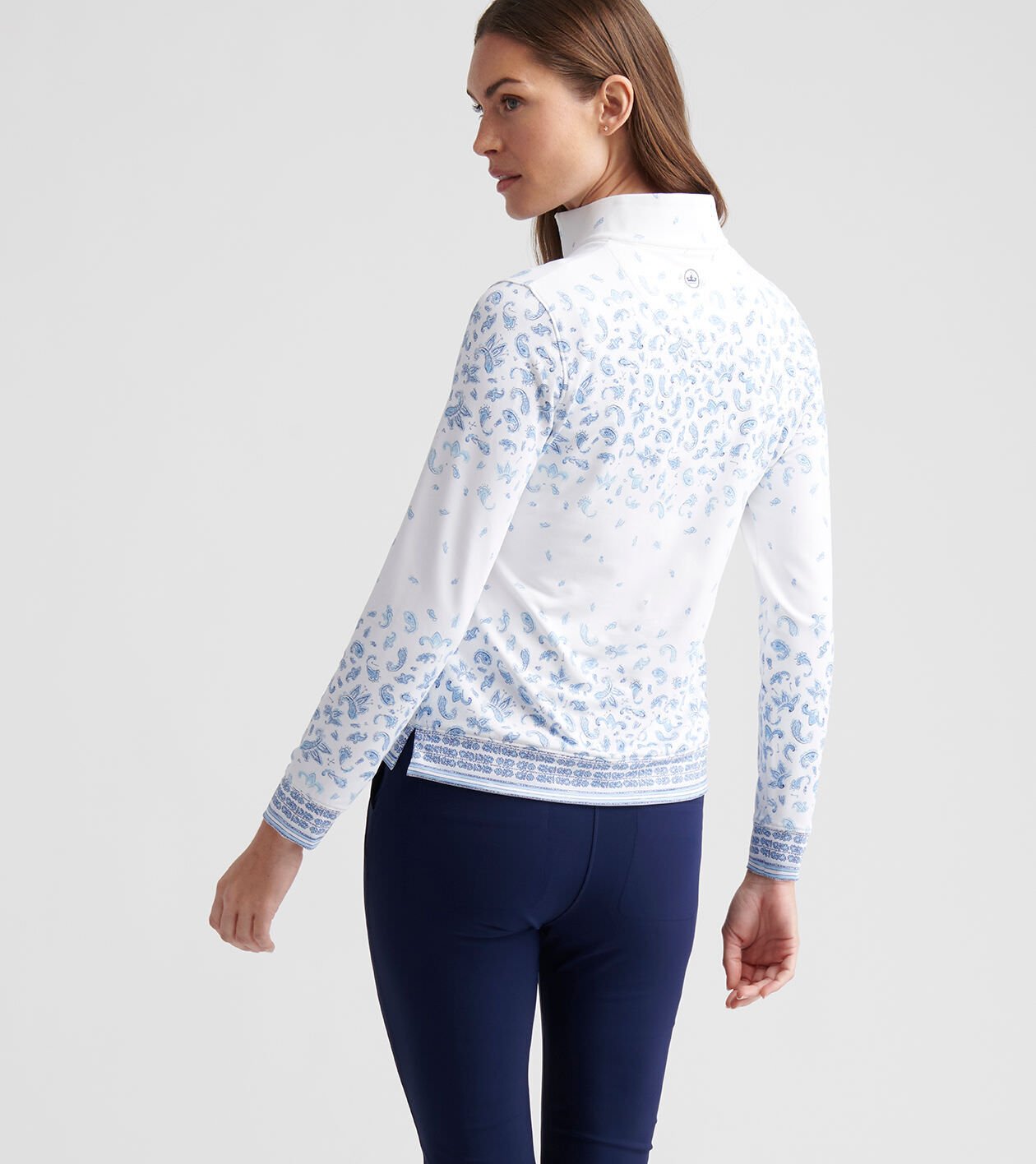 JEEP★UNISEX_Back Printed Loose Fit Half Sleeves_4色 Perth Par 3 Paisley Performance Quarter-Zip | Women's Tops