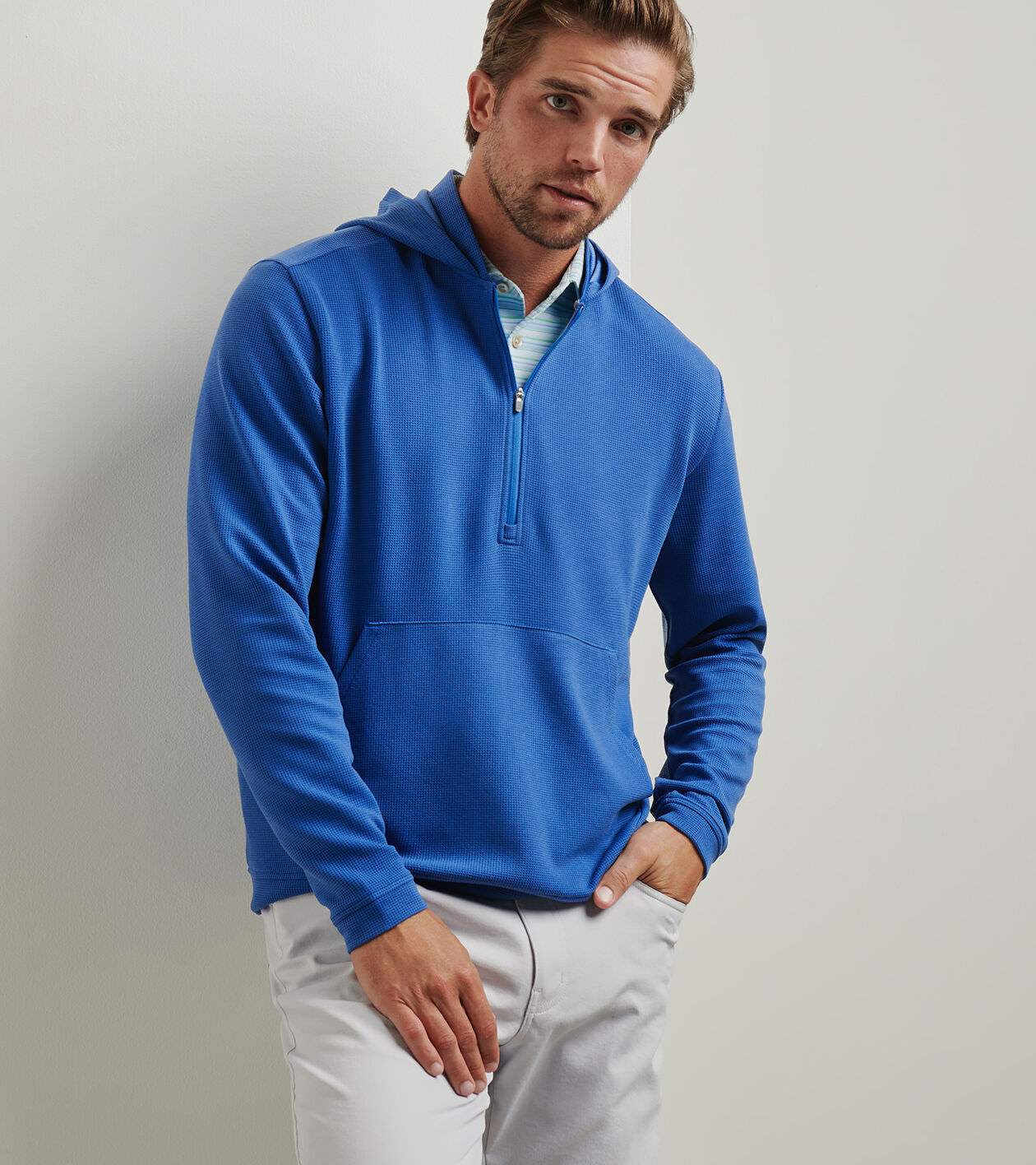 Grid Performance Half-Zip Hoodie | Men's Hoodies | Peter Millar