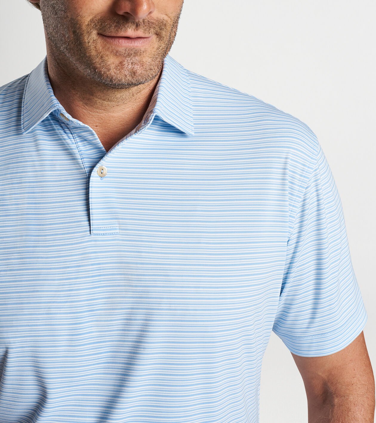 Featherweight Payne Stripe Polo Sean Self Collar Men s Polos Peter Millar