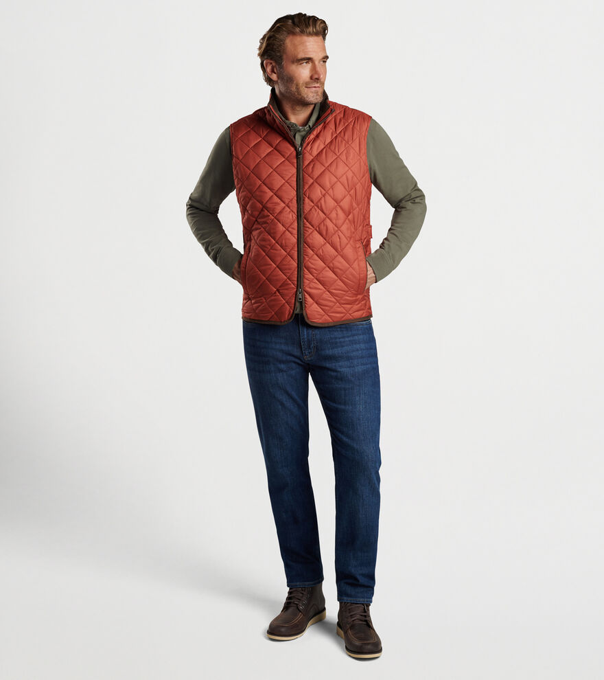 Peter Millar Essex Quilted Wool Travel Vest: Claret