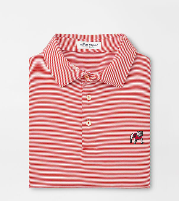 Georgia Standing Bulldog Jubilee Stripe Performance Polo