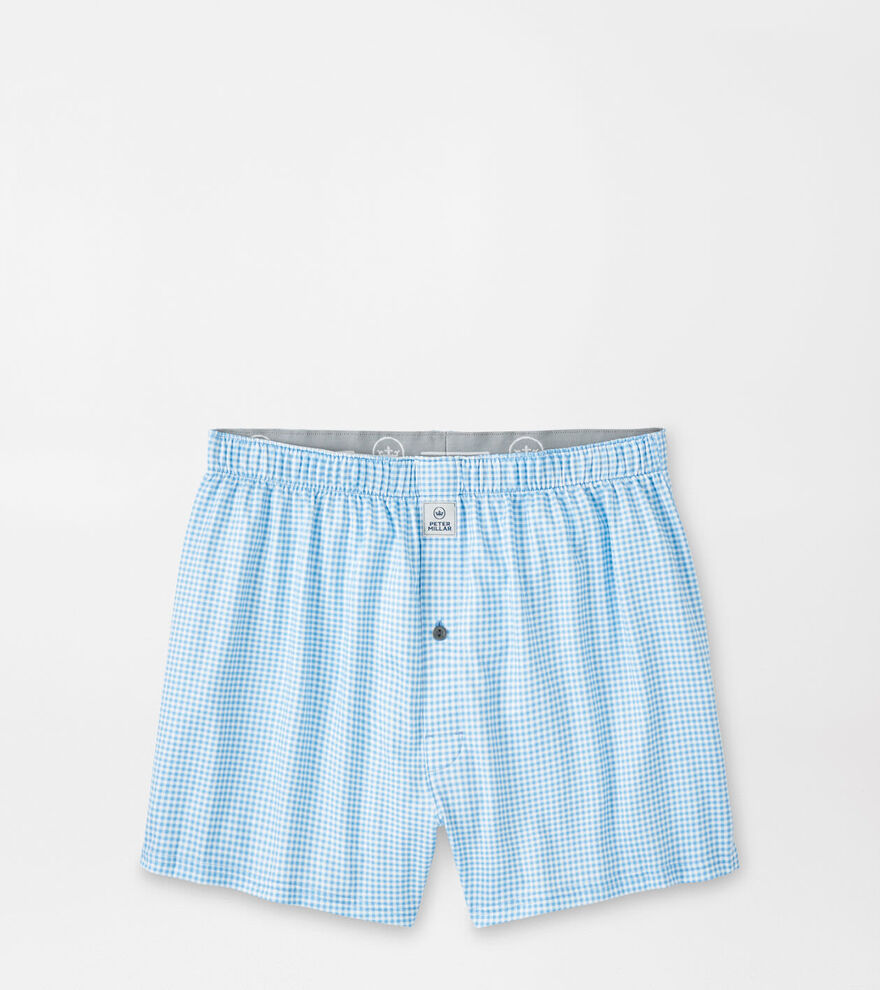 Nebraska Printed Gingham Check Stretch Jersey Boxer image number 1