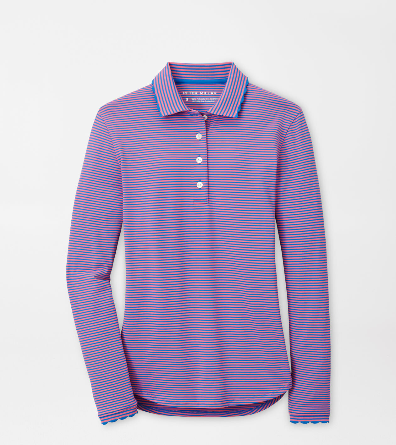 Vista Stripe Opal Long Sleeve Stretch Jersey Polo Women s Tops Peter Millar