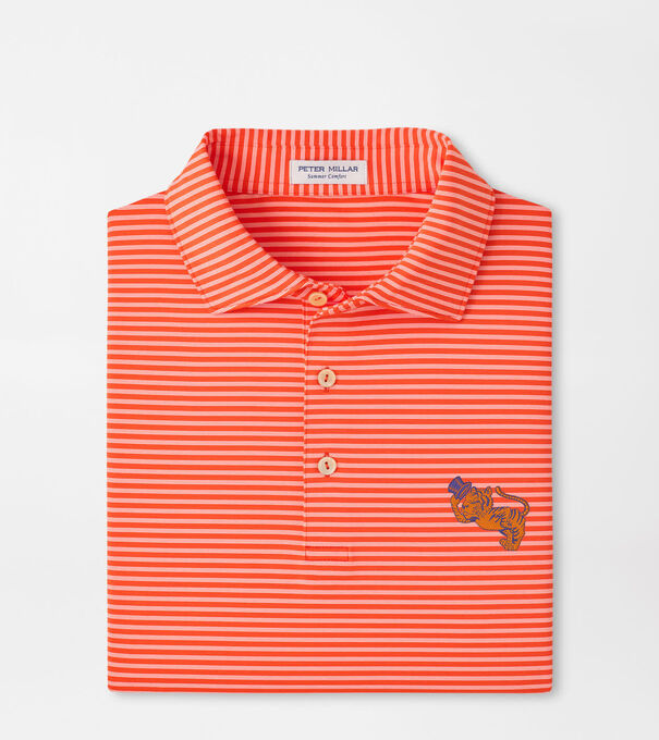 Clemson Vault Tiebreaker Performance Jersey Stripe Polo