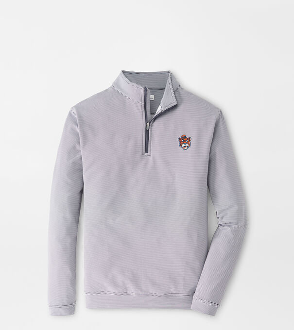 Auburn Vault Perth Mini-Stripe Stretch Loop Terry Quarter-Zip