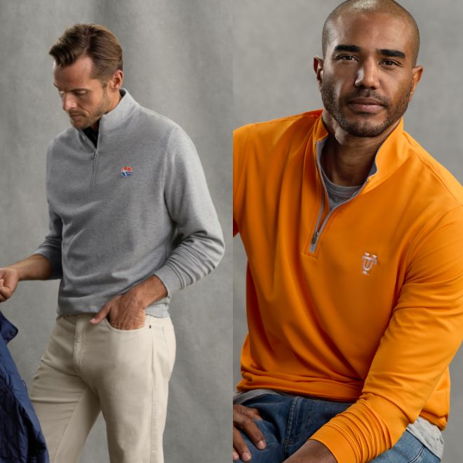 オーセンティック PETER MILLAR ゴルフ ジャケット グレー 2025 MASTERS by Peter Millar Men's 1/4 Quarter Zip Golf