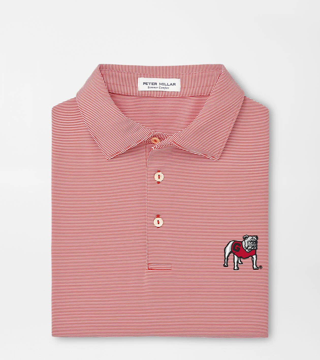 Georgia Standing Bulldog Jubilee Stripe Performance Polo