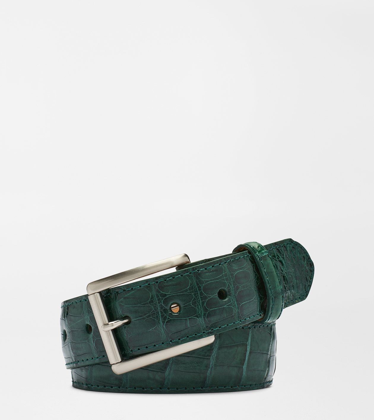 SL Croc Belt CASSANDRE THIN belt in CROCODILE-EMBOSSED leather in Black  main image 3