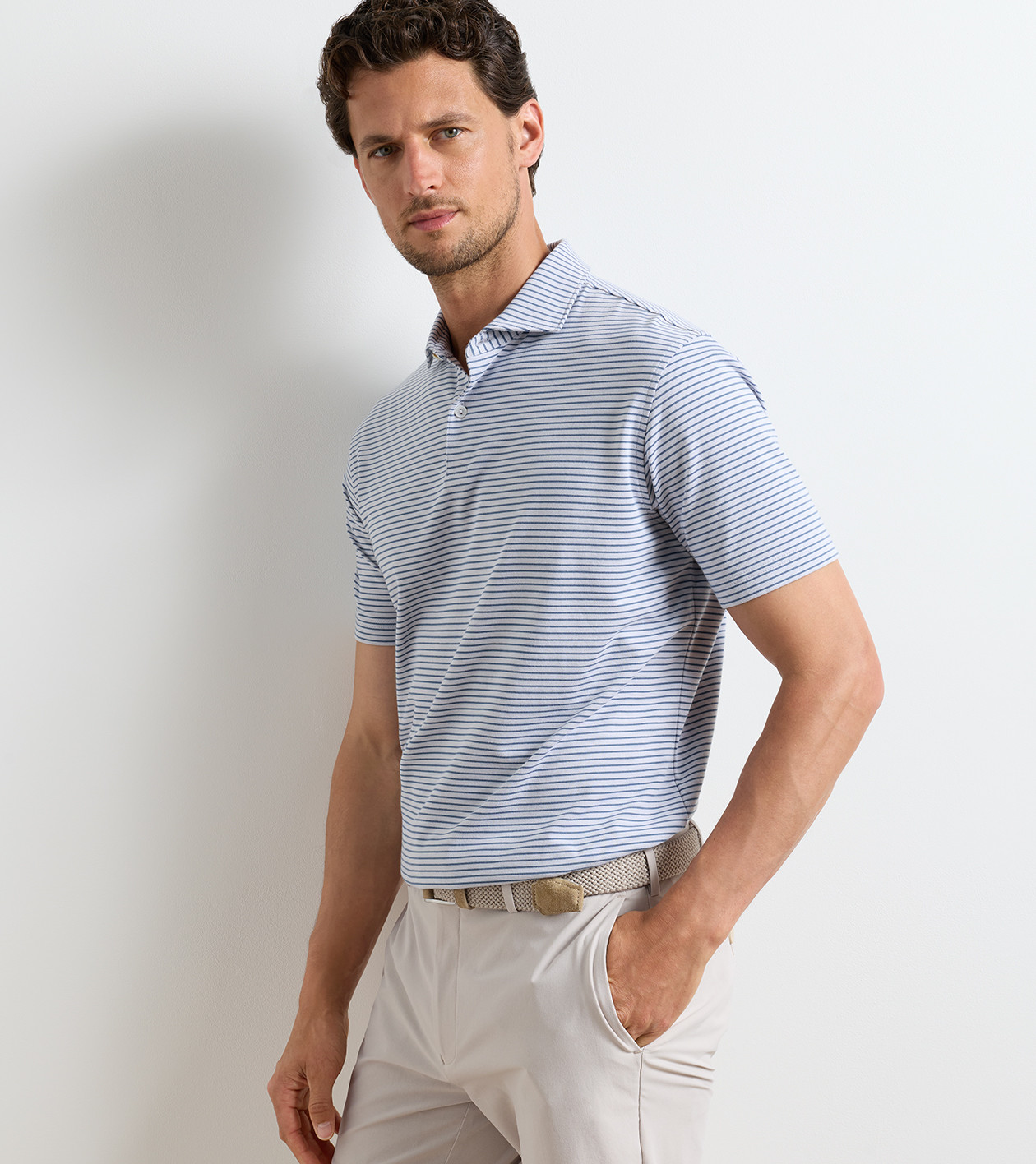 Albatross Stripe Cotton-Blend Piqué Polo | Men's Polos | Peter Millar