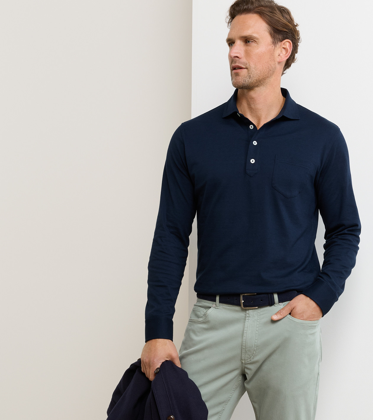 Landon Long-Sleeve Polo | Men's Polos | Peter Millar