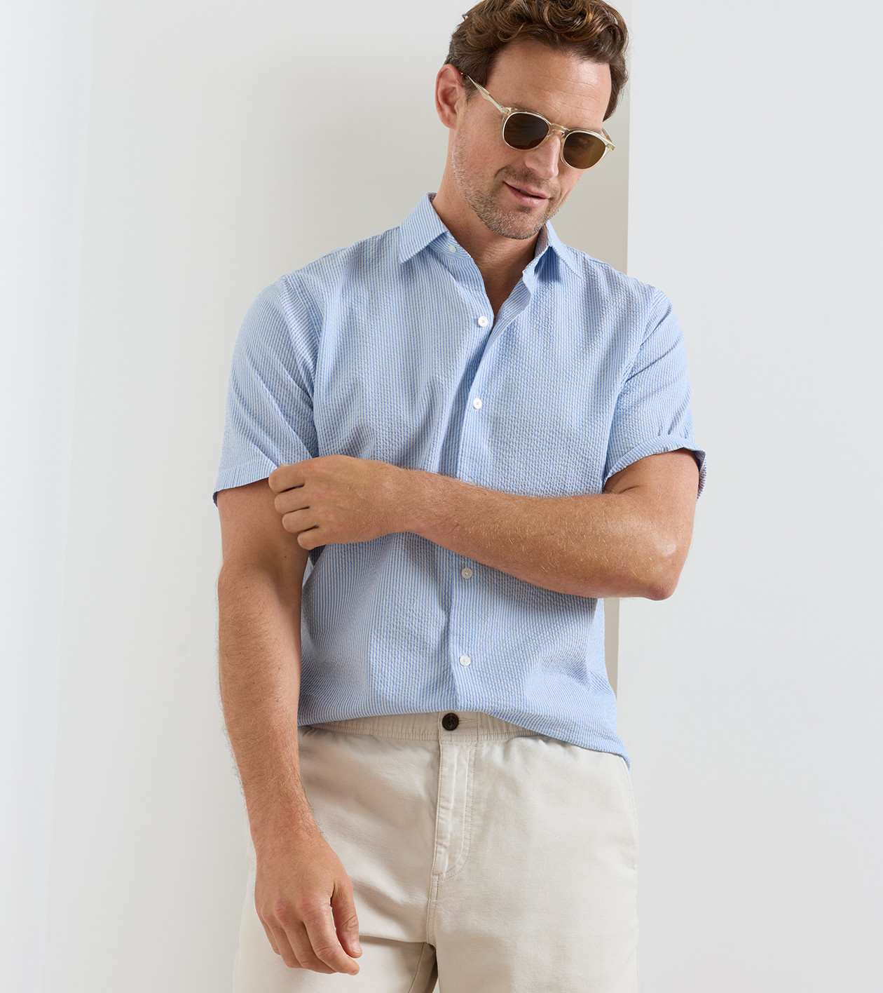 Coastal Stripe Cotton Lyocell Sport Shirt | Men's Sport Shirts