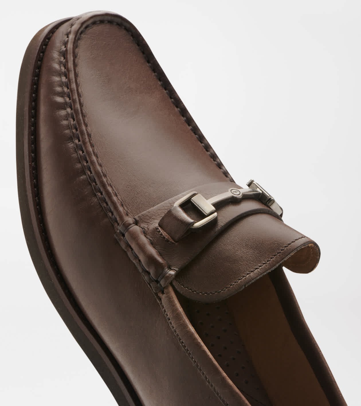 Peter Millar Crown Leather Bit Loafers (style ME0F51) in Brown - Men\'s size 10 M Peter Millar Mens Sz 11m Brown Leather Horse Bit Slip on  main image 3