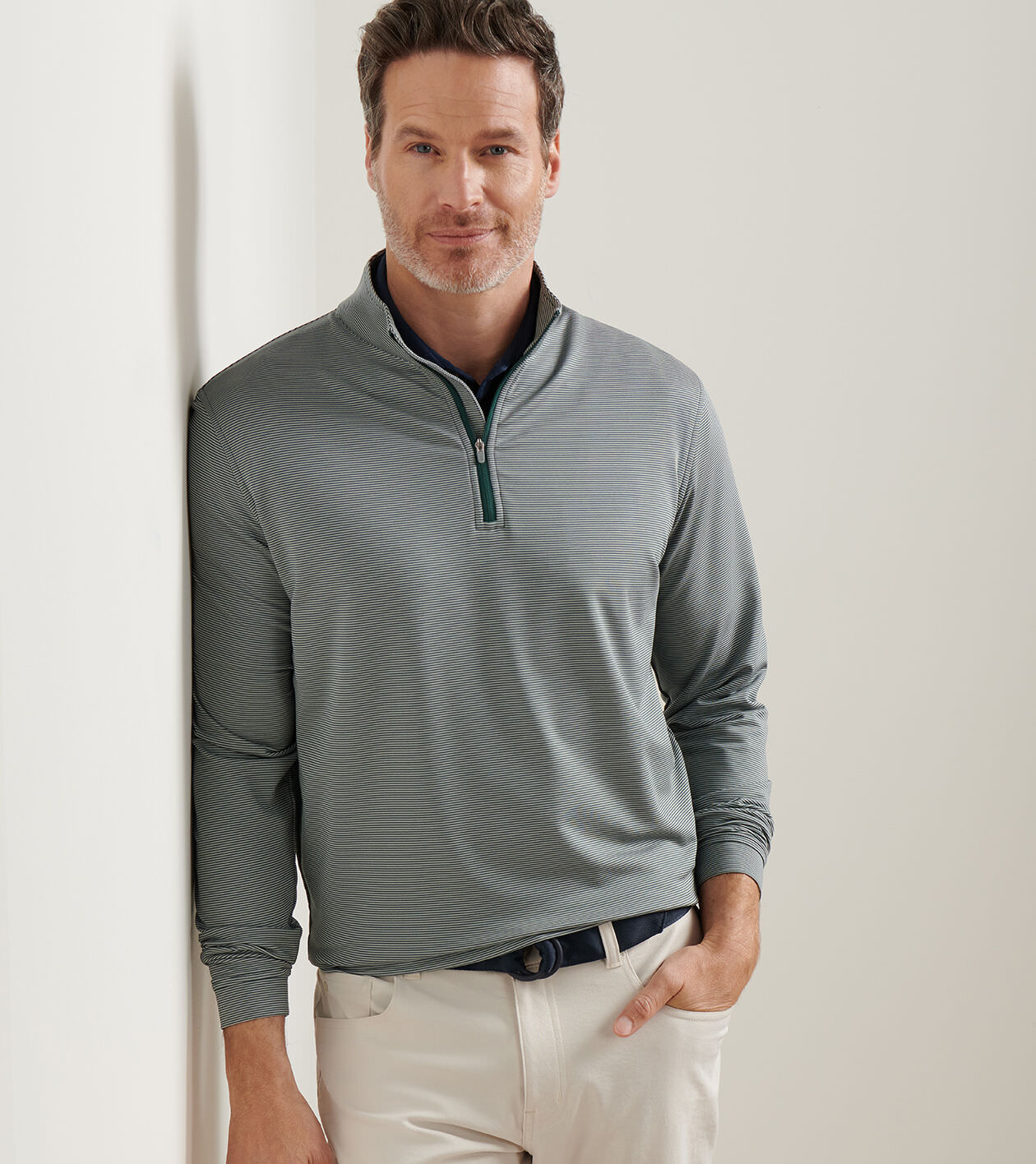 Perth Sugar Stripe Performance Quarter-Zip | Men's Pullovers