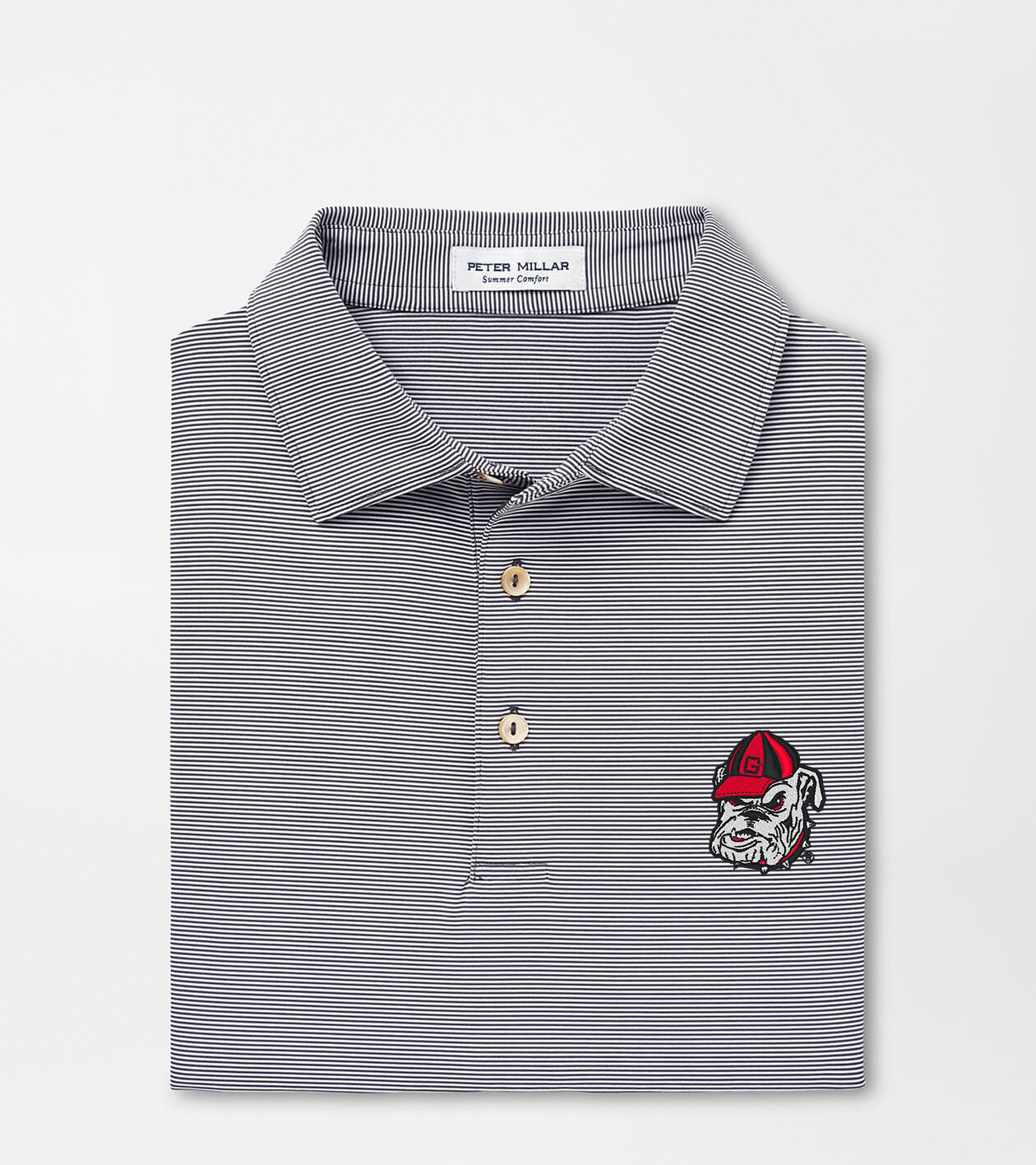 Georgia Bulldog Head Jubilee Stripe Performance Polo