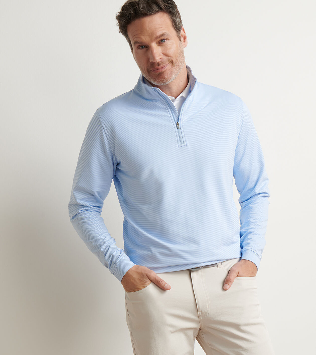Perth Sugar Stripe Performance Quarter-Zip | Men's Pullovers
