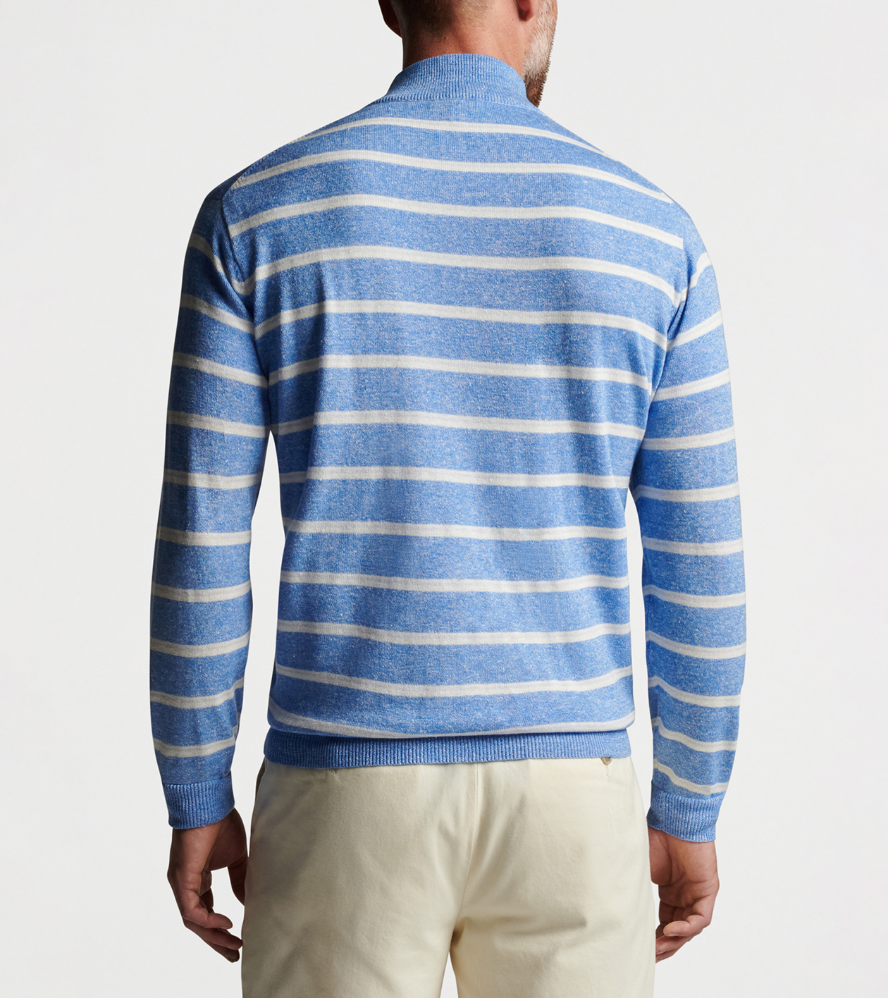 ポスターフレーム ピーター・ミラー メンズ ニット・セーター アウター Long Bay Stripe Merino Wool  Linen  Quarter Zip Sweater 通販