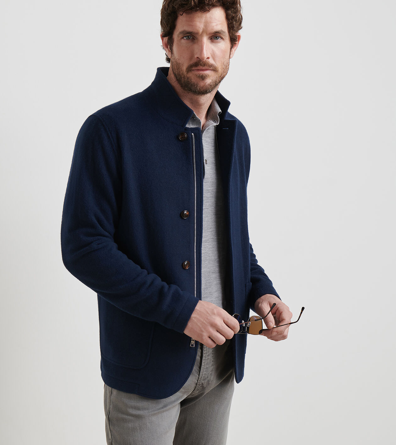 Artisan Crafted Cashmere Zip Blazer | Men's Jackets & Coats