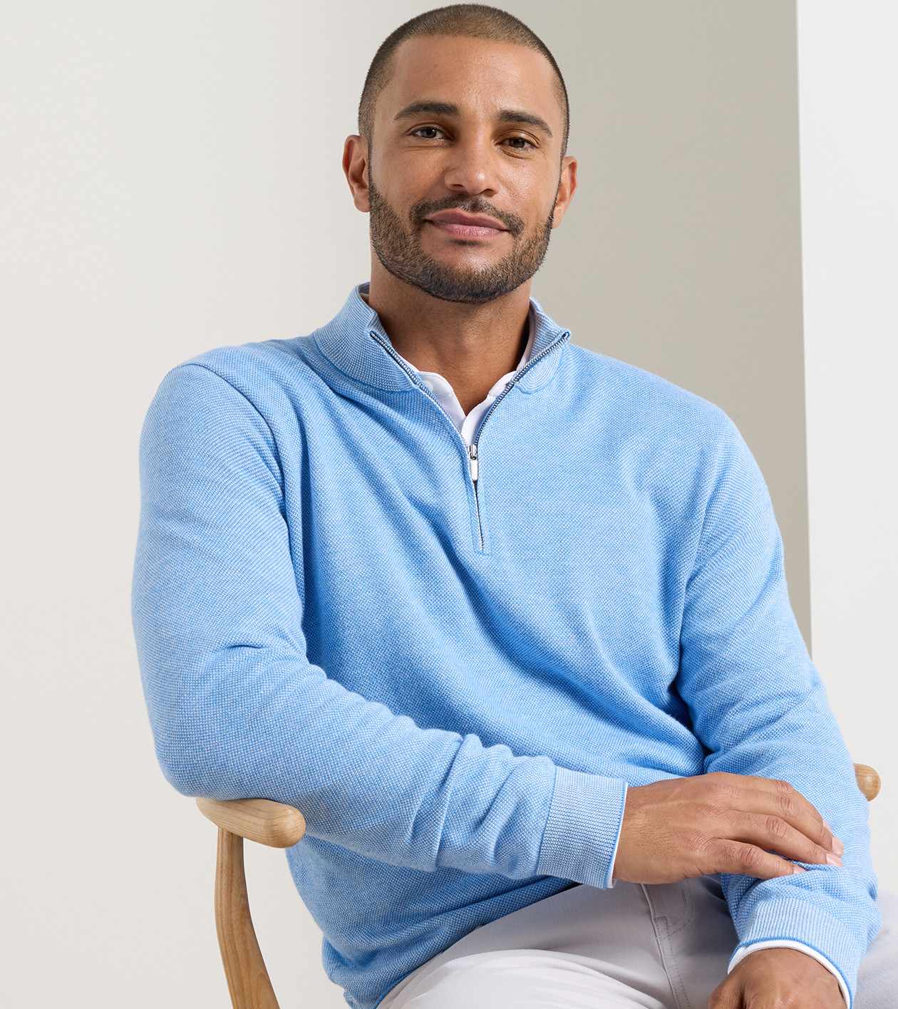 【J31256】PETER MAN / BLAPPANESE Peter Millar Coolspun Lite Cotton Quarter-Zip Sweater – Puritan