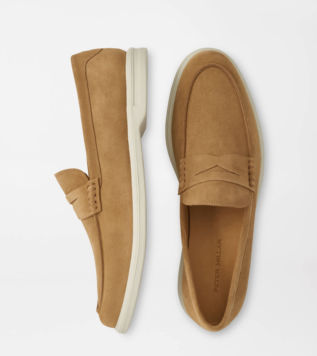 Peter Millar Crown Suede Penny Loafers Men’s 8M Tan Beige Made in Brazil Madison Suede Penny Loafer Men main image 4
