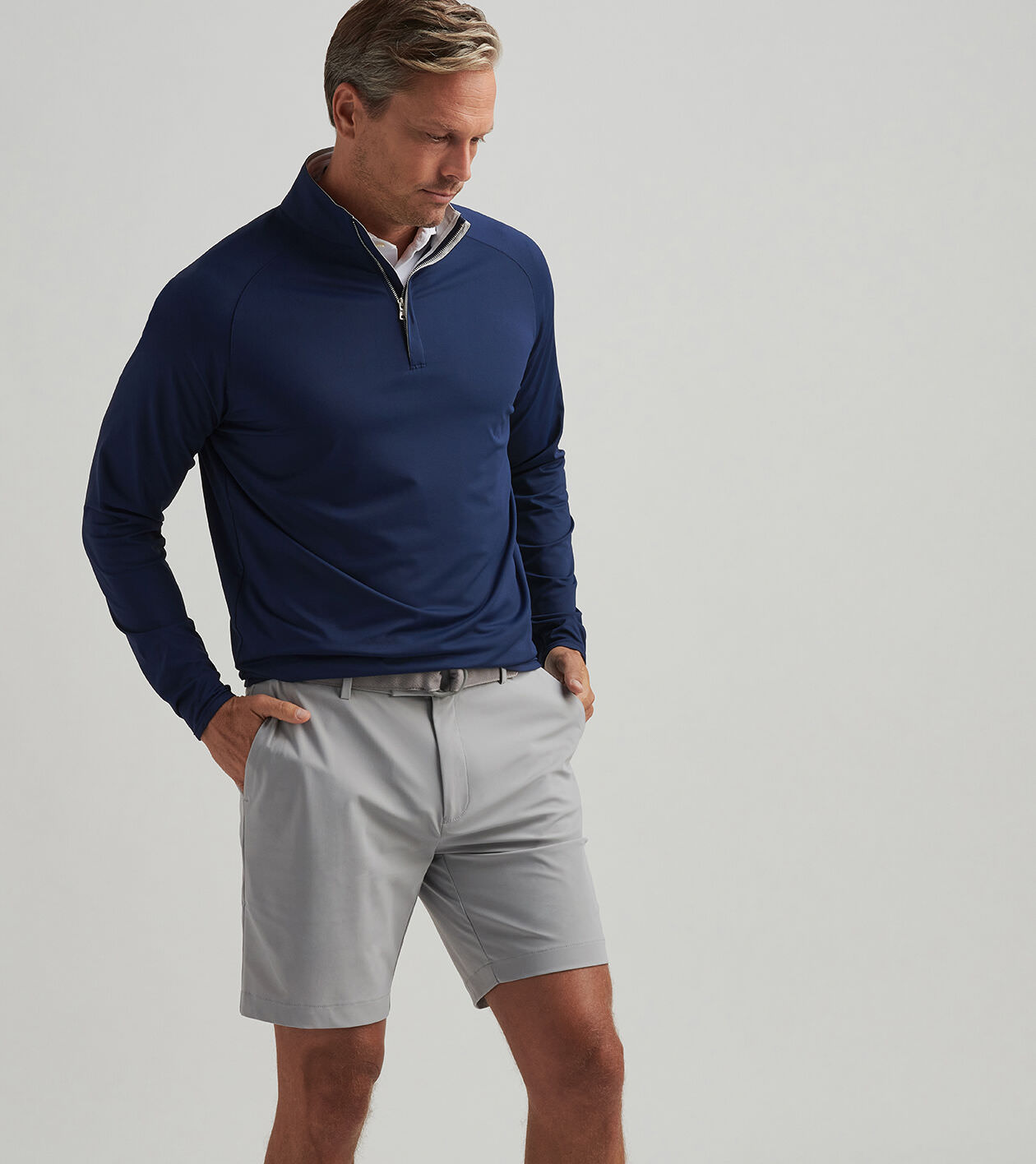 ★ POSZER★ Punching Cap Sleeve T-Shirt Blue 252PCCTS040F JustBlanks Men's Short Sleeves Heavyweight Cotton Pique Polo