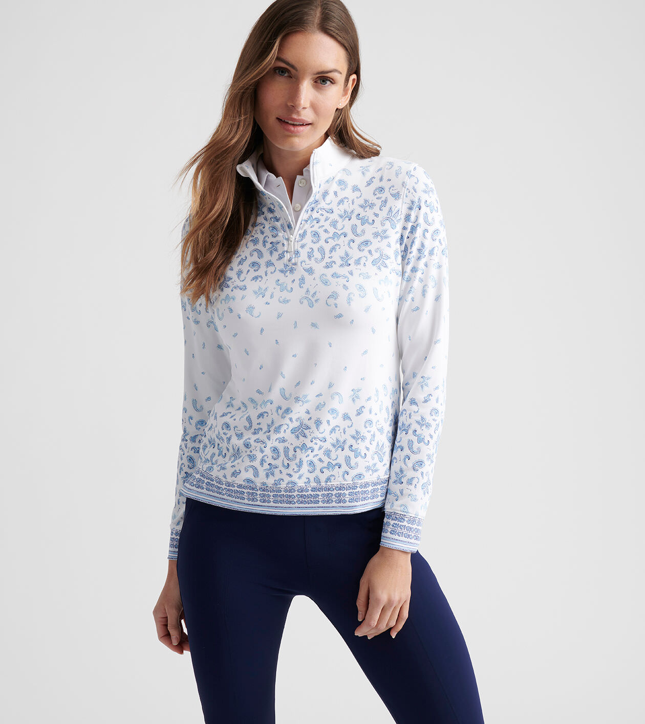 Perth Par 3 Paisley Performance Quarter-Zip | Women's Tops