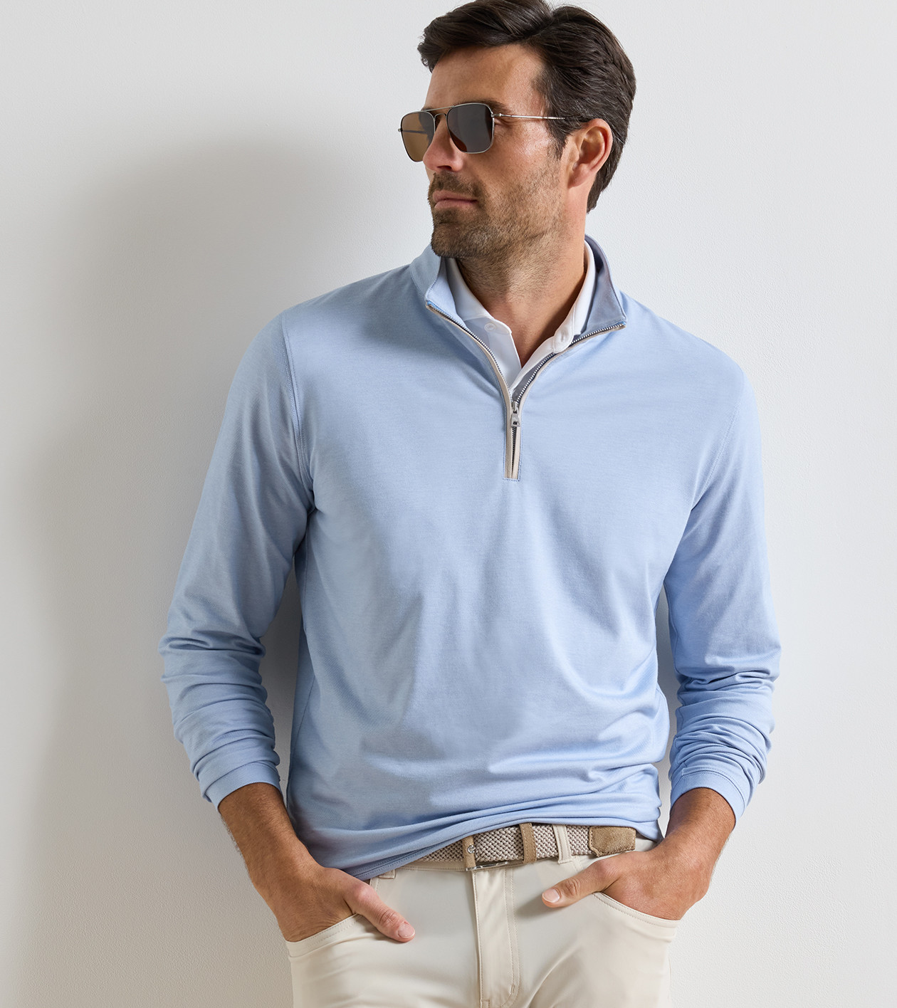 Albatross Cotton-Blend Piqué Quarter-Zip | Men's Pullovers | Peter