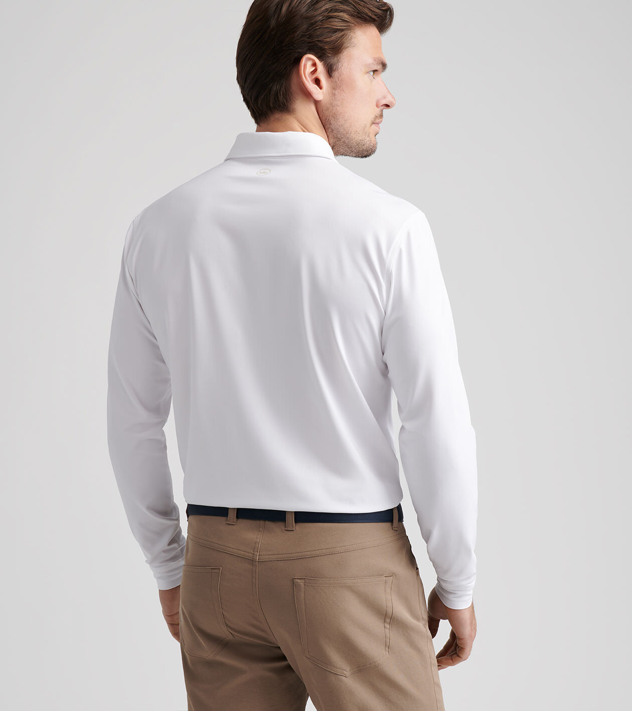 Solid Stretch Jersey Long Sleeve Polo | Men's Polos | Peter