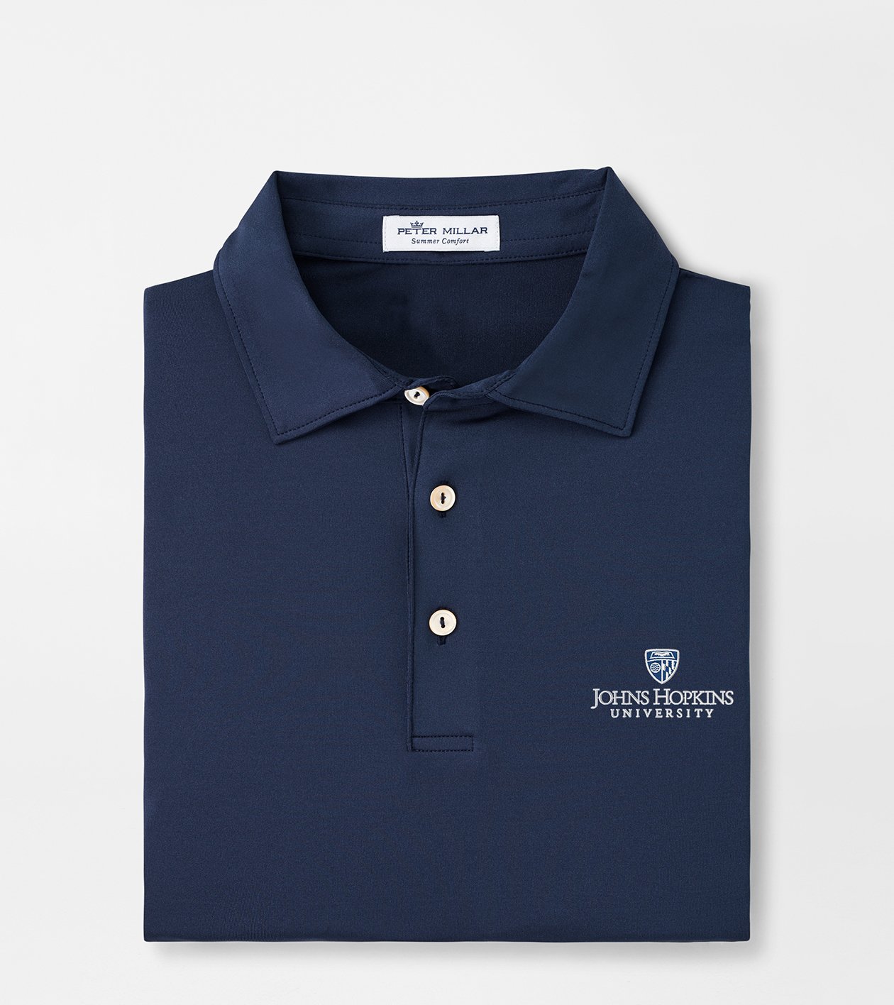 Johns Hopkins University Solid Performance Jersey Polo (Sean Self Collar)
