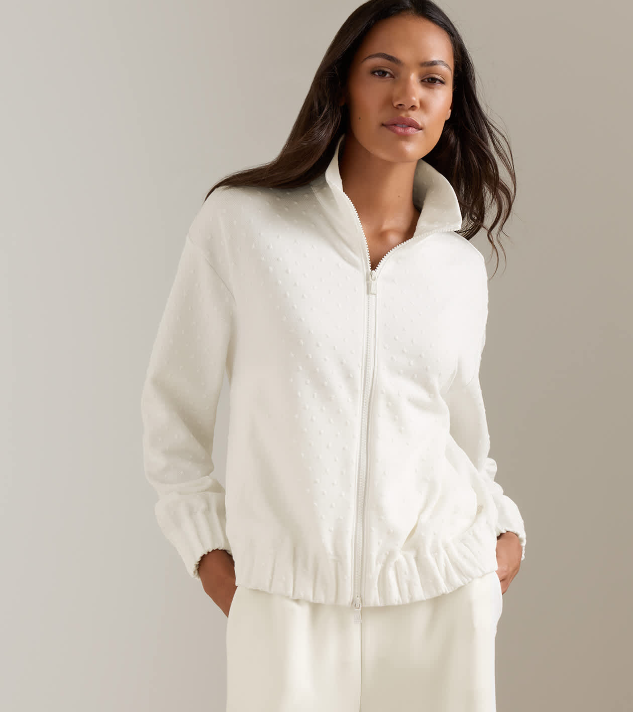 Flora Knit Swiss Dot Jacquard Full-Zip | Women's Tops | Peter Millar