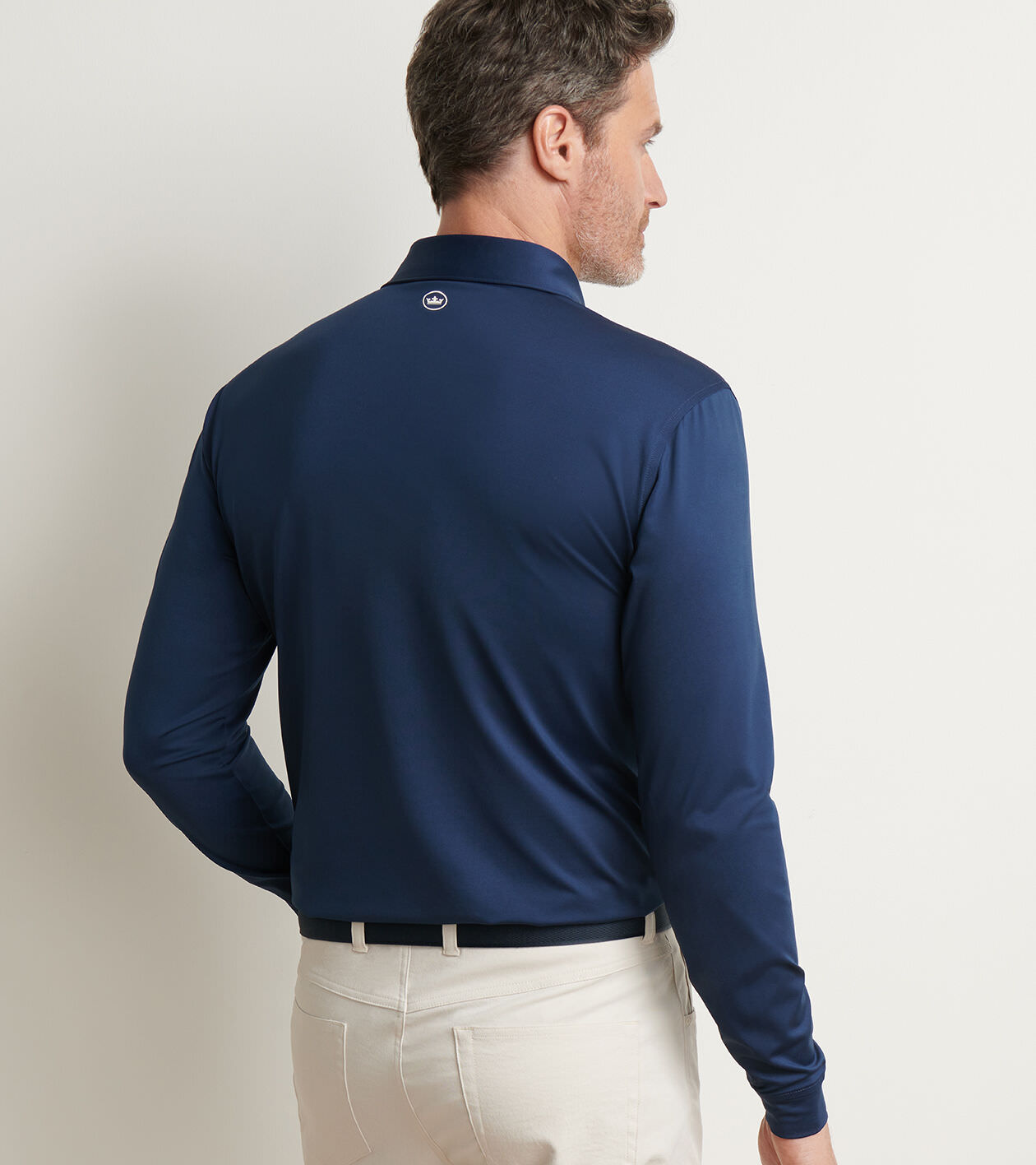【ANDAR】 Stretch Textured Men's Polo Long Sleeve / 追跡付 Solid Stretch Jersey Long Sleeve Polo | Men's Polos | Peter
