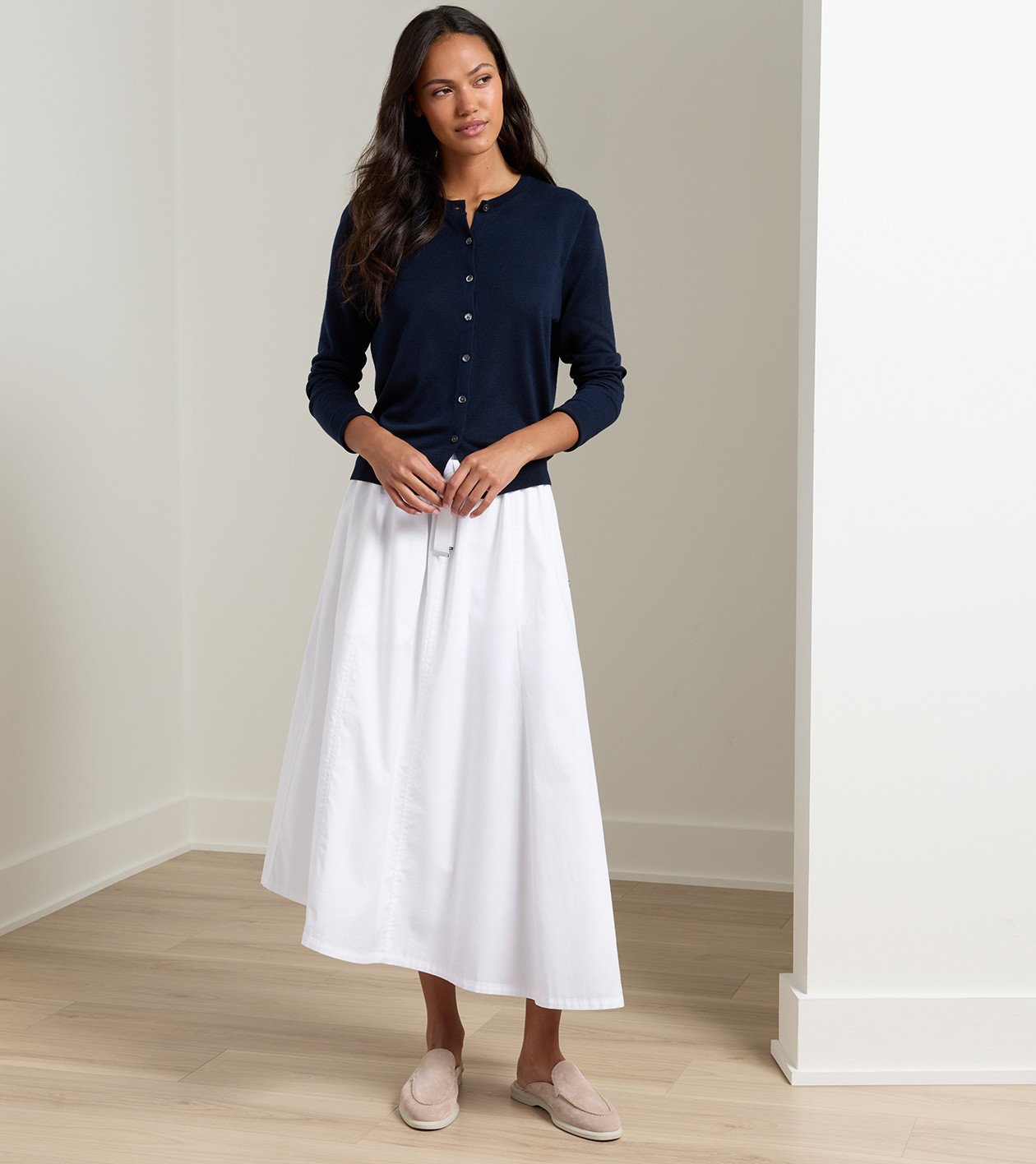 Sylvia Stretch Twill Midi Skirt | Women's Bottoms | Peter Millar